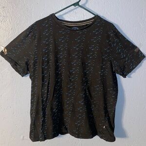 Denim & Flower Black Tee with Blue Accents